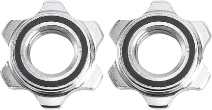 Garneck 2pcs Standard Barbell Spin-Lock Collars Screw Clamps 1 inch(Silver)