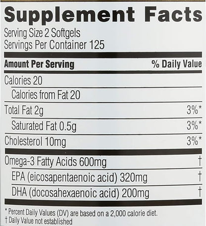 Spectrum Essentials Softgels, Fish Oil Omega-3, 1000 mg, 250 Count