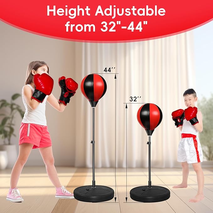 Punching Bag for Kids, Boxing Bag for 3-8 Years Old, Punching Bags with Height Adgustable Stand, Kids Boxing Set with Gloves, Sport Toy for Boys & Girls