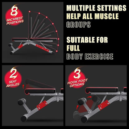 Weight Bench, Adjustable Workout Bench Press Set 750