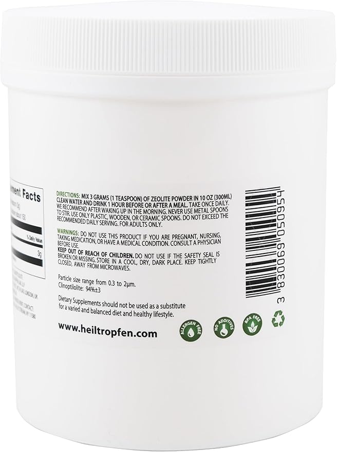 Zeolite Powder | Dietary Supplement 1 Pound - 454 g | Detox | Clinoptilolite 94+-3% | Activated | Natural Mineral Dust | Ultra FINE Less-Than 2 µm