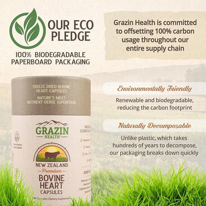 Grass Fed Bovine Heart: 3000 Mg Heart/ 200 Mg Liver/Serving (30 Servings)