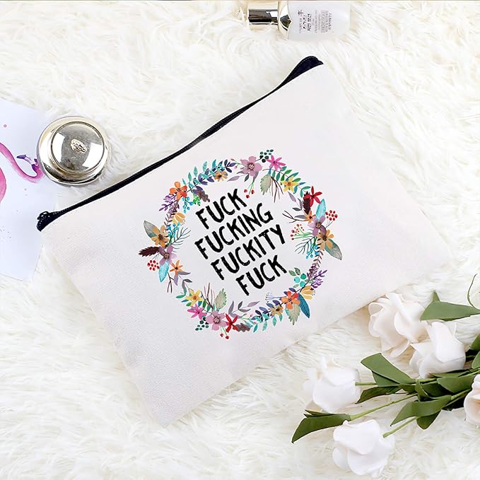 Funny Canvas Cosmetic Bag Makeup Bags Cute Travel Bag Birthday Gifts Friend Gifts for Women (Style-B)