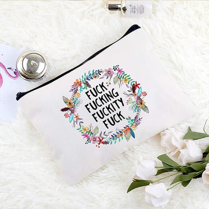 Funny Canvas Cosmetic Bag Makeup Bags Cute Travel Bag Birthday Gifts Friend Gifts for Women (Style-B)