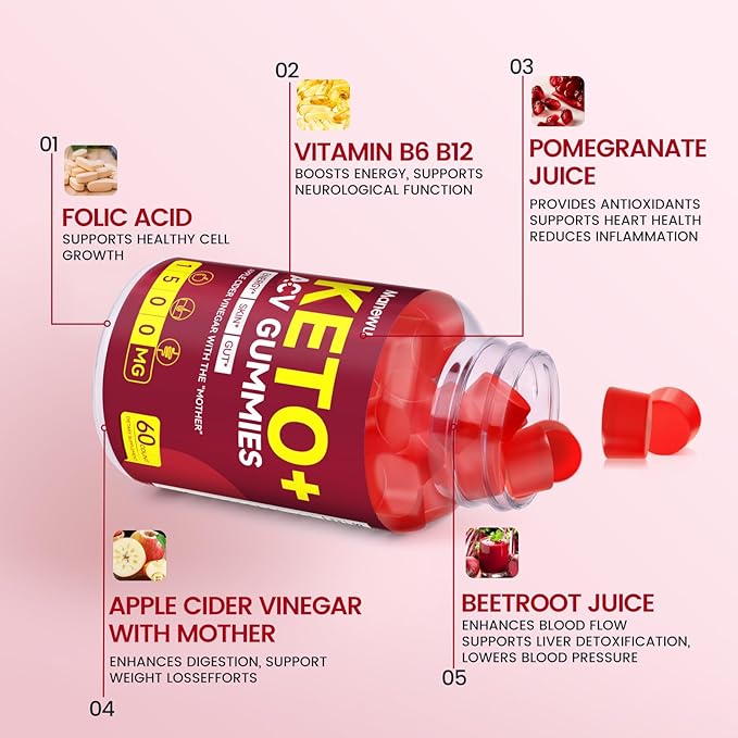 Keto ACV Gummies - ACV Keto Gummies Diet Supplement for Women Men - 1500mg Natural Apple Cider Vinegar with Mother - Low-Sugar, Gluten Free, Vegan, Non-GMO, Made in USA, 120 Count