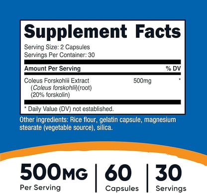 Nutricost Coleus Forskohlii 500mg, 60 Capsules - Maximum Strength Formula