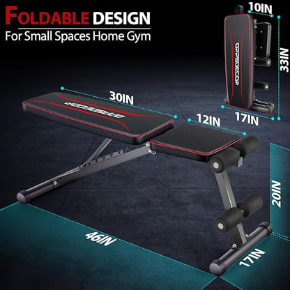 OPPSDECOR Weight Bench Set Foldable Bench Press Set 4