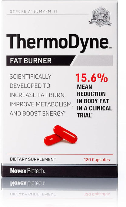 Novex Biotech ThermoDyne - Thermogenic Fat Burner – Appetite Suppressant – Metabolism Boost – Burn Calories – Energy Booster – Improve Focus – Fat Burning Pills – Promote Lean Muscle Tone - 120 Pills