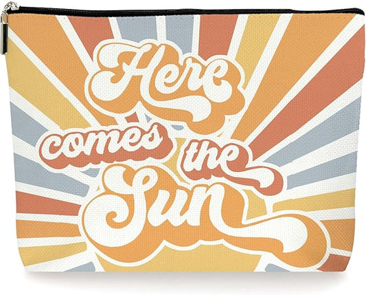Boho Sunshine Inspirational Makeup Bag - Cosmetic Bag with Cute Yellow Accessories, Ideal Return Gift for Women