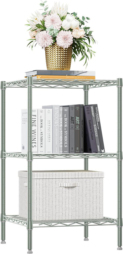750 lbs 3 Tier Shelf Metal Storage Shelves Shelving Wire Rack Heavy Duty Closet Organizers for Garage Kitchen Bathroom Laundry Light Green 13.8" D x 13.8" W x 25.5" H