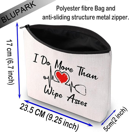 BLUPARK CNA Makeup Bag Certified Nursing Assistant Gifts I Do More Than Wipe Asses Cosmetic Bag for CAN Nurse (Wipe Asses)