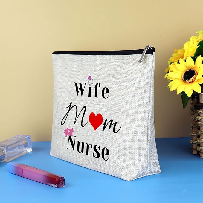 Nurse Gifts for Women Wife Mom Nurse Makeup Bag Nurses Day Gift Cosmetic Bag Thanksgiving Day Christmas Birthday Gift for Nurse Practitioner Mother's Day Gift Toiletry Bag Pouch