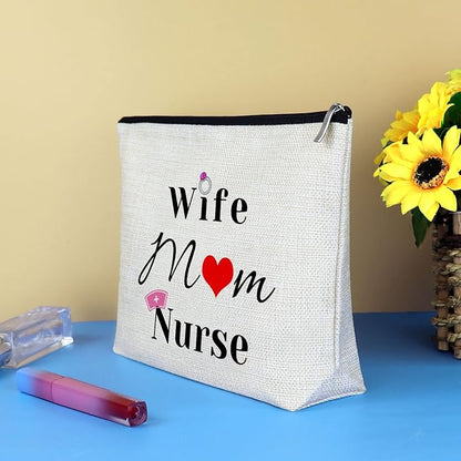 Nurse Gifts for Women Wife Mom Nurse Makeup Bag Nurses Day Gift Cosmetic Bag Thanksgiving Day Christmas Birthday Gift for Nurse Practitioner Mother's Day Gift Toiletry Bag Pouch
