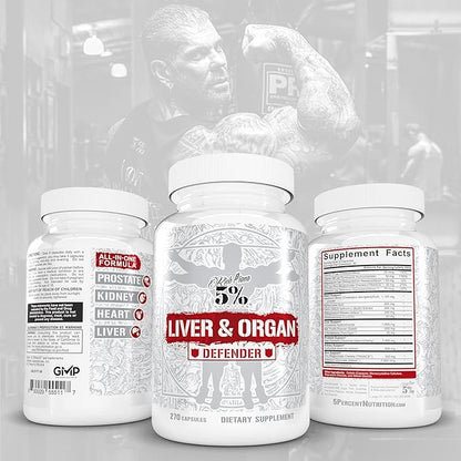 5% Nutrition 2-Stack | Liver & Organ Defender with NAC + BiggerByTheDay | Liver, Kidney, & Heart Support + Anabolic Muscle Builder, Hardcore Lean Mass Gainer with Turkesterone, HICA, L-Leucine