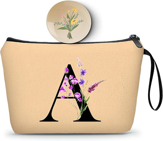 SEAMOON Maid of Honor Friendship Birthday Gifts for Women Her Aunt Sister Bridesmaid Coworkers Bride Personalized Makeup Cosmetic bag with Mirror Mothers Day Christmas Graduation A