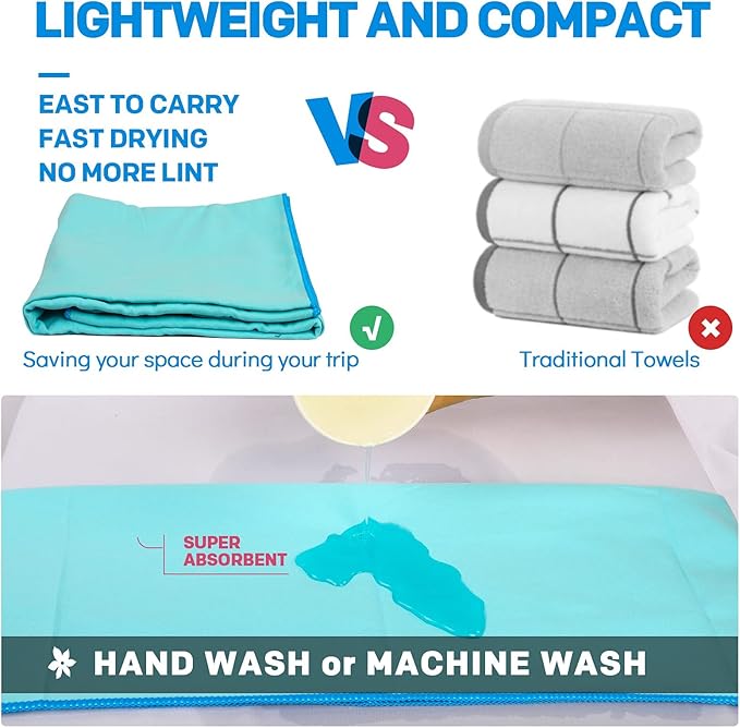 HOEAAS 2 Pack Microfiber Camping Towels