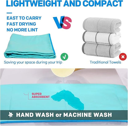 HOEAAS 2 Pack Microfiber Camping Towels