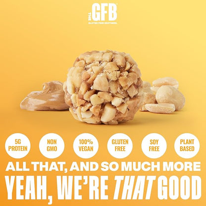 The Gluten Free Brothers Peanut Butter Bites - Gluten Free Protein Balls – Non GMO, Soy Free, Vegan – Snack Size Plant Based Protein Energy Balls, 4 oz (6 Count)