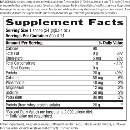 Biochem 100% Whey Sugar-Free Vanilla 20g, 11.8oz, Certified Vegetarian, Certified Gluten Free, Certified Non-GMO Tested, Keto Friendly, Grass-Fed…