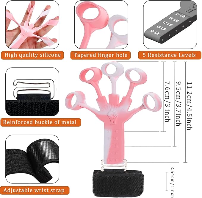 Grip Strength Trainer with Forearm Strengthener Recover(5 PCS)