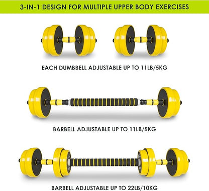ProsourceFit Adjustable Dumbbell & Barbell Weight Set, 2-in-1 Free Weights Available 44Lbs, Home Gym Equipment