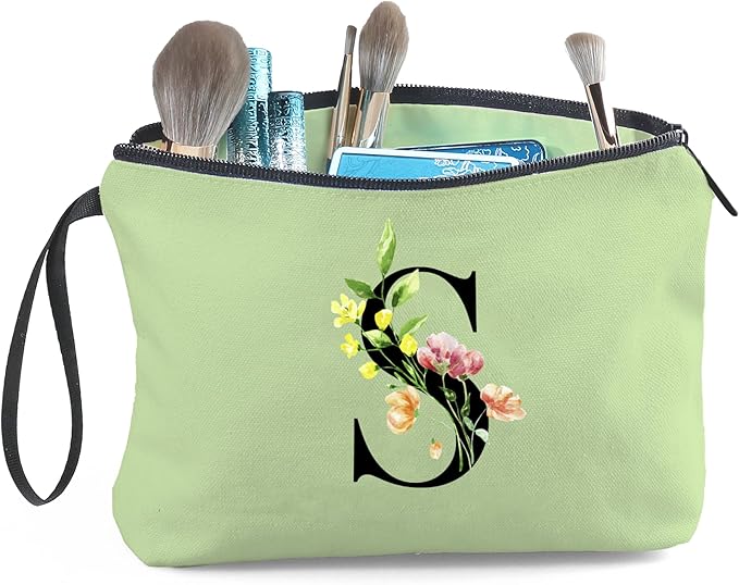 SEAMOON Women Birthday Unique Bride to be Bridal Shower Initial Gifts for Mom Sister Friend Her Teacher Aunt Makeup Cosmetic Bag with Mirror Mothers Day Christmas Graduation S
