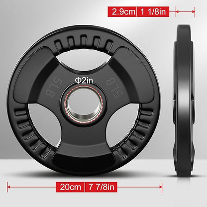 Rubber Weight Plates 2-Inch 5LB-2pcs/10LB-1pcs Barbell Plates Grip