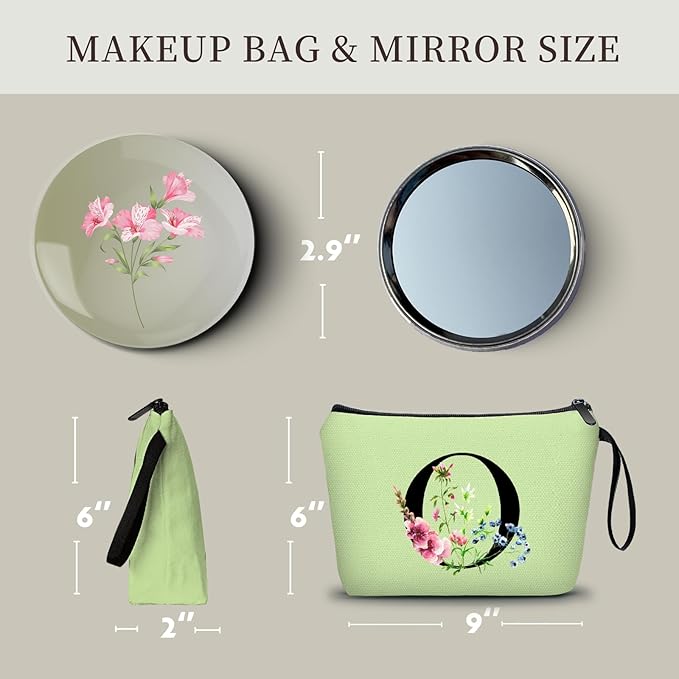 SEAMOON Happy Birthday Friendship Bridesmaid Team Gifts for Employees Women Mom Girl Daughter Teenage Personalized Make up Cosmetic Bag Travel with Mirror Mothers Day Christmas Graduation O