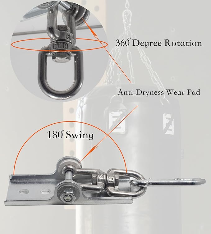 Upgraded 360 Swivel Mount for Punching Bag Hanger. Heavy Bag Hanger for Yoga, Gym, Swing Chairs, and Hammocks