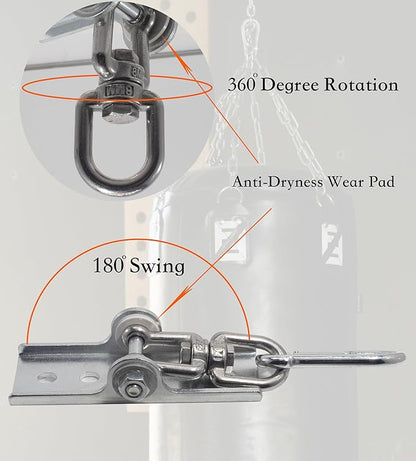 Upgraded 360 Swivel Mount for Punching Bag Hanger. Heavy Bag Hanger for Yoga, Gym, Swing Chairs, and Hammocks