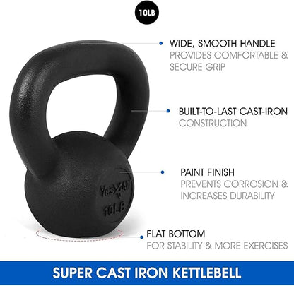 Yes4All Kettlebell Adjustable/Cast Iron/Protective Base Solid Smooth
