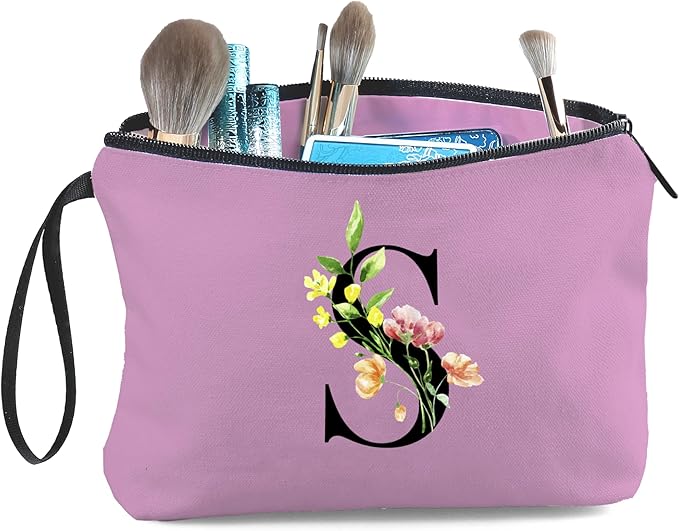 SEAMOON Women Birthday Unique Bride to be Bridal Shower Initial Gifts for Mom Sister Friend Her Teacher Aunt Makeup Cosmetic Bag with Mirror Mothers Day Christmas Graduation S