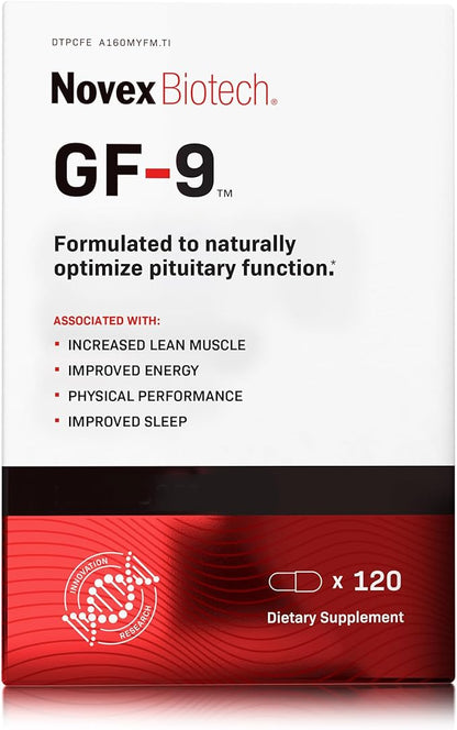 Novex Biotech GF-9 – HGH Boosting Supplement for Men – Workout Complex for Men – Support Energy, Endurance, Sleep, 120 Ct (30-Day Supply)