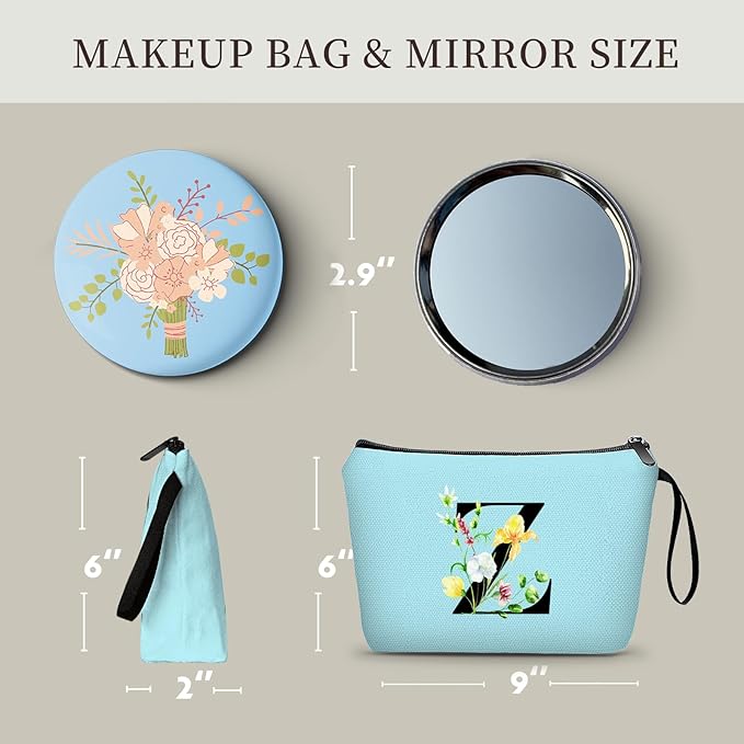SEAMOON Birthday Friendship Bridesmaid Team Gifts for Employees Women Mom Girl Daughter Teenage Personalized Make up Cosmetic Bag Travel with Mirror Mothers Day Christmas Graduation Z