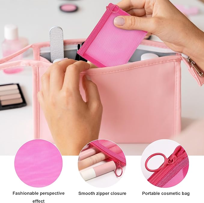 4" x 5" Mini Zipper Mesh Bags,Small Makeup Bag Pouch for Purse,Mesh Zipper Cosmetic Bags lipstick bag,Beauty Makeup Lipstick Cosmetic Accessories Organizer Travel Kit Storage Pouch 5PCS