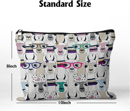 Cafl Modern Alpaca Makeup Bag Llama Cosmetic Bag for Women Large Capacity Make Up Bag Portable Travel Toiletry Pouch Organizer 10 * 8inch