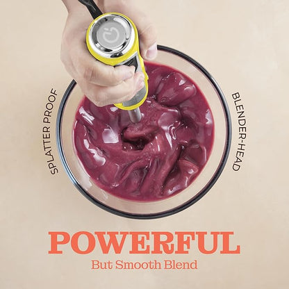 Powerful Immersion Blender, Electric Hand Blender 500 Watt with Turbo Mode, Detachable Base. Handheld Kitchen Gadget Blender Stick for Soup, Smoothie, Puree, Baby Food, 304 Stainless Steel Blades