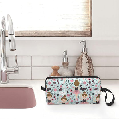 YISHOW Adorable Ballet dancer Makeup Bag Adorable Travel Cosmetic Toiletry Organizer Case for Women