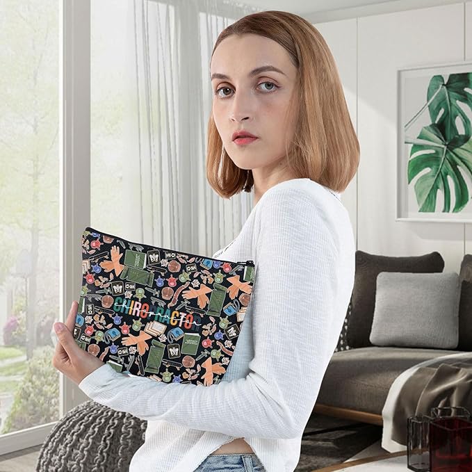 WZMPA Chiropractor Cosmetic Bag Chiropractic Assistant Gifts Chiropractic Makeup Zipper Pouch Bag For Chiropractic Chiropractor Merchandise (Chiropractor BL)