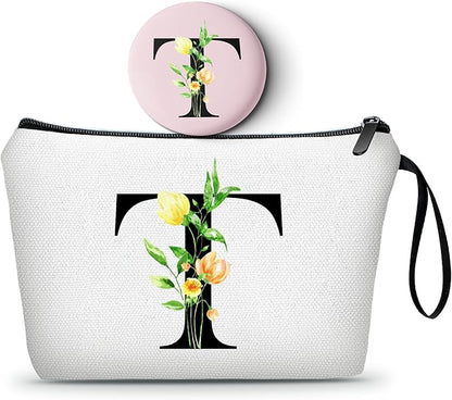 SEAMOON Birthday Maid of Honor Gifts for Women Her Mom Team Teacher Friend Bridesmaid Bride Personalized Makeup Cosmetic Bag with Mirror Valentines Mothers Day Christmas Graduation T