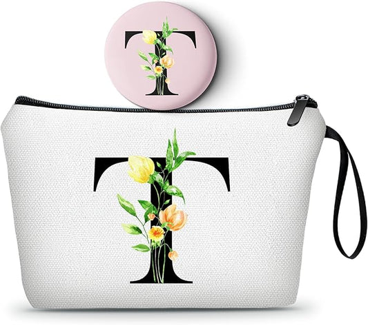 SEAMOON Birthday Maid of Honor Gifts for Women Her Mom Team Teacher Friend Bridesmaid Bride Personalized Makeup Cosmetic Bag with Mirror Valentines Mothers Day Christmas Graduation T