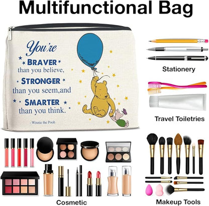 YeleY Friendship Inspirational Winnie the Pooh for Women Winnie the Pooh Cosmetic Makeup Bag for Teens Women Friends Sisters Daughter