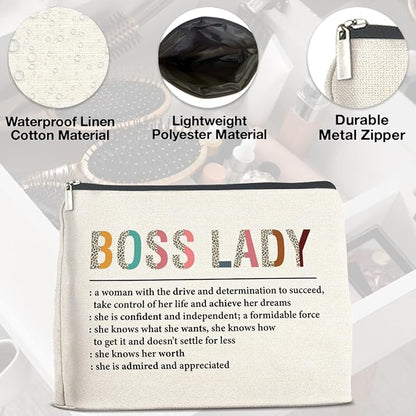 Makeup Bag Boss Lady Gifts for Women Female, Thank You Gifts for Boss Lady Definition Cosmetic Bag Zipper Makeup Pouch