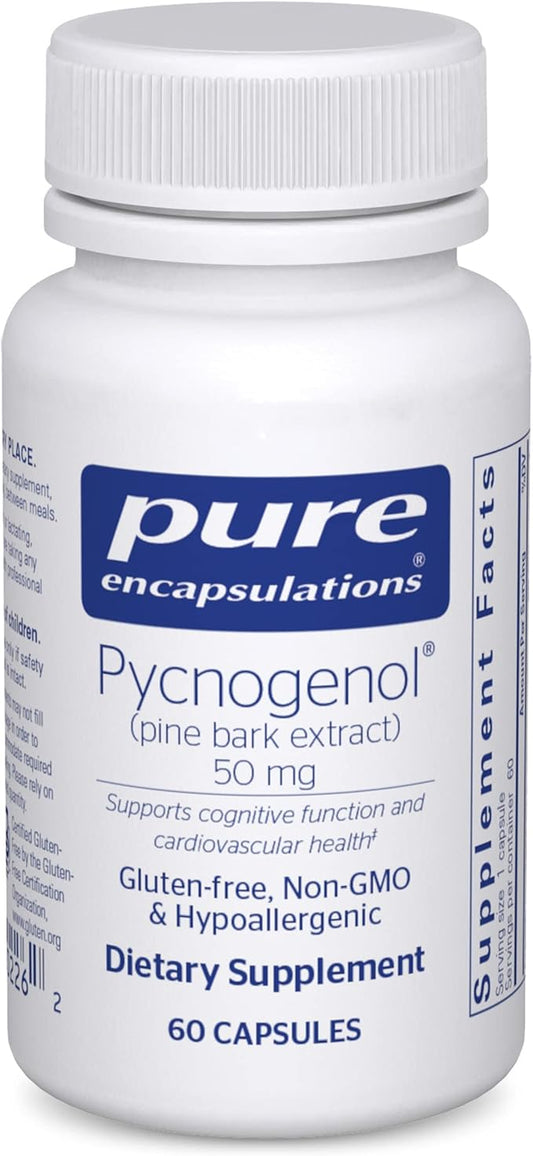Pure Encapsulations Pycnogenol (Pine Bark Extract) 50 mg | Hypoallergenic Supplement to Support Cognitive Function and Cardiovascular Health | 60 Capsules