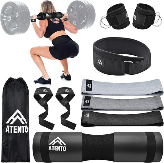 ATENTO 10Pcs Barbell Pad Set with Weight Lifting 3 levels 2 Gym 2 Lifting