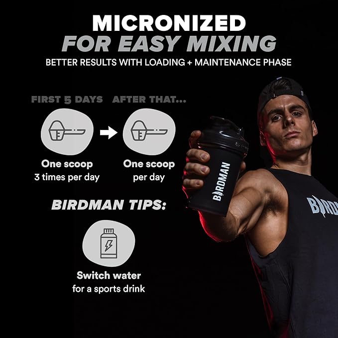 BIRDMAN Micronized Creatine Monohydrate Powder, Muscle Recovery, Caffeine Free, Creatine Pre Workout, Vegan, Post Workout, Gluten Free, Sugar Free | 200 Servings (5 Grams Each) | 2.2lb.