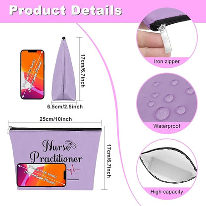 Mxrymvu New Nurse Practitioner Gifts Cosmetic Bag New Nurse Graduation Gifts NP Makeup Bag NP Est 2025 Graduation Christmas Birthday Present Travel Pouch Purple