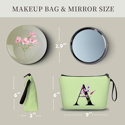 SEAMOON Maid of Honor Friendship Birthday Gifts for Women Her Aunt Sister Bridesmaid Coworkers Bride Personalized Makeup Cosmetic bag with Mirror Mothers Day Christmas Graduation A