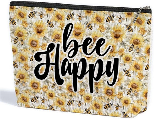 ZHAMEN Bee Decor Makeup Bag Bee Gifts Sunflower Decor Makeup Pouch Inspirational Gifts for Women Birthday Christmas for Women Friends Mom Daughter Sister Cosmetic Travel Bag