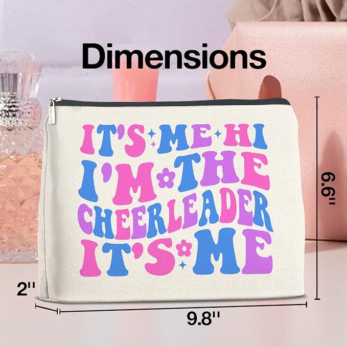 Cheerleader Gifts Makeup Bag Cheerleading Team Gifts for Women Cheerleader Cosmetic Bag It's Me Hi I'm the Cheerleader Zipper Makeup Pouch Gift